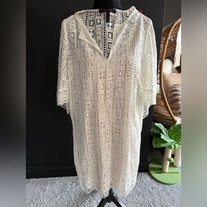 BCBGMaxAzria Ivory Crochet Midi Dress